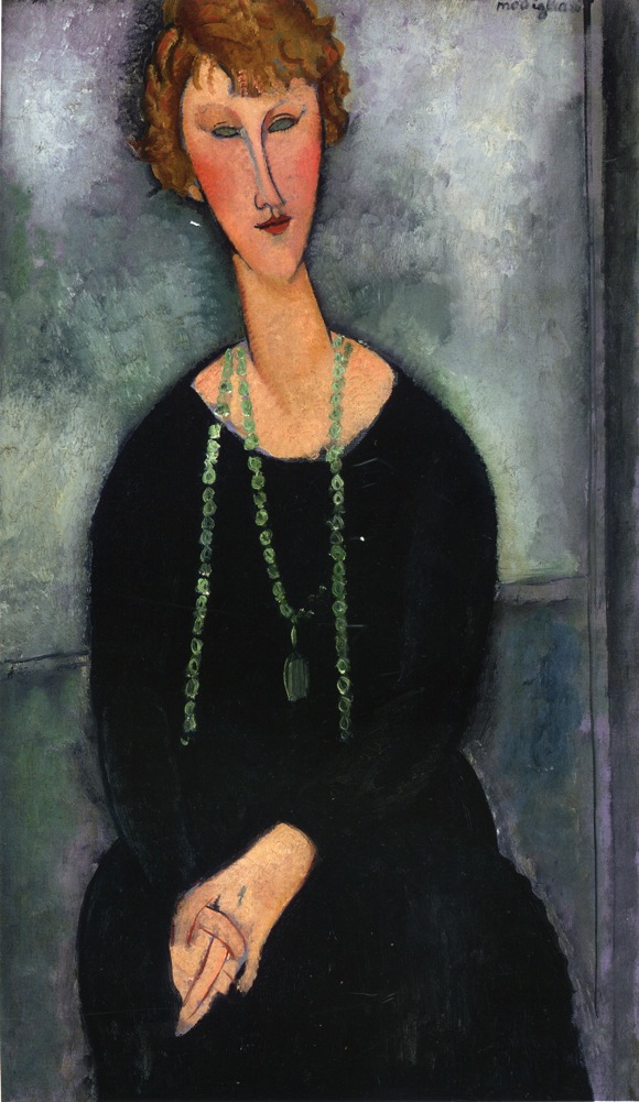 Woman with a Green Necklace - Amedeo Modigliani Paintings